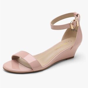 Ankle strap low heel wedge sandal